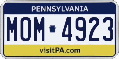 PA license plate MOM4923