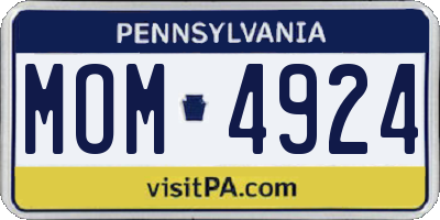 PA license plate MOM4924