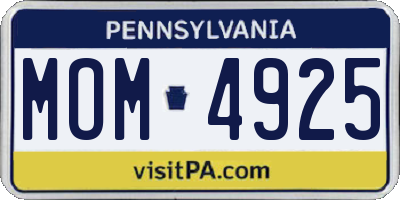 PA license plate MOM4925