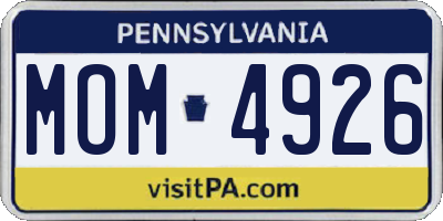 PA license plate MOM4926