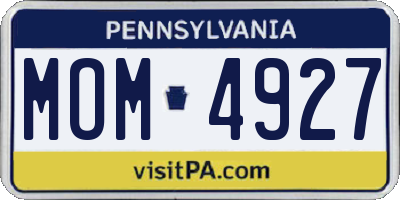 PA license plate MOM4927