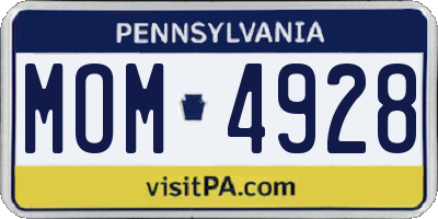 PA license plate MOM4928
