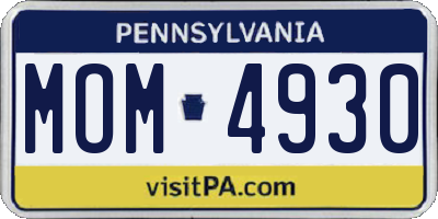 PA license plate MOM4930