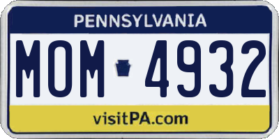 PA license plate MOM4932
