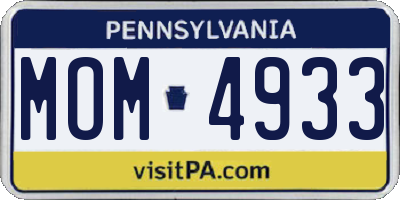 PA license plate MOM4933