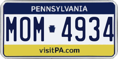 PA license plate MOM4934
