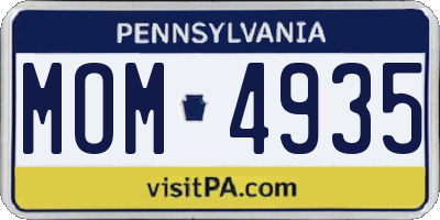 PA license plate MOM4935
