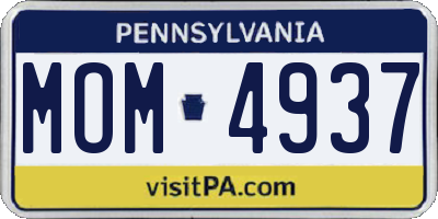 PA license plate MOM4937