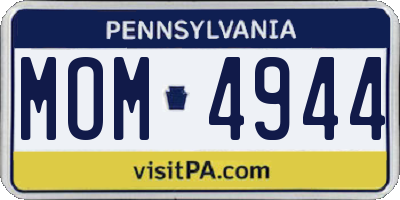 PA license plate MOM4944