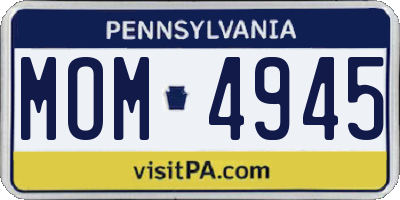PA license plate MOM4945