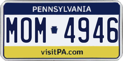 PA license plate MOM4946