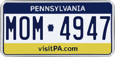 PA license plate MOM4947