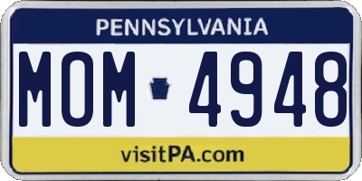 PA license plate MOM4948