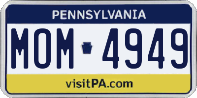 PA license plate MOM4949