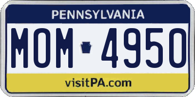 PA license plate MOM4950