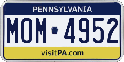 PA license plate MOM4952