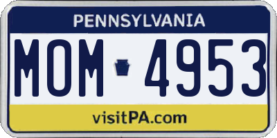PA license plate MOM4953