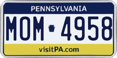 PA license plate MOM4958