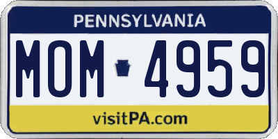 PA license plate MOM4959