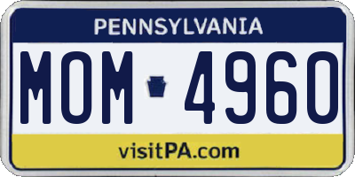 PA license plate MOM4960