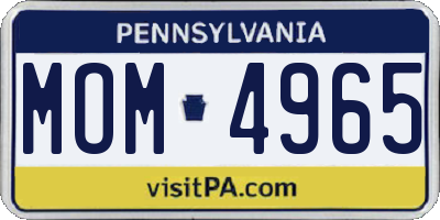 PA license plate MOM4965