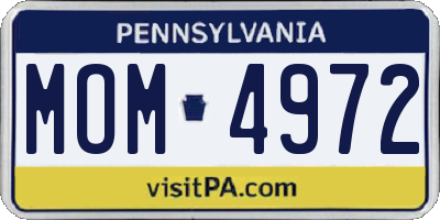 PA license plate MOM4972