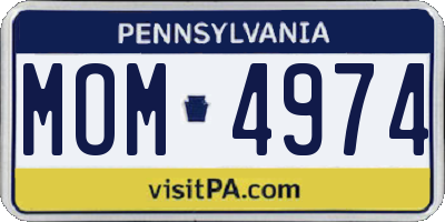 PA license plate MOM4974