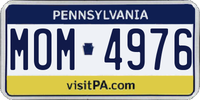 PA license plate MOM4976