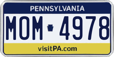 PA license plate MOM4978