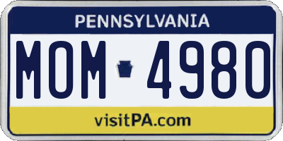 PA license plate MOM4980