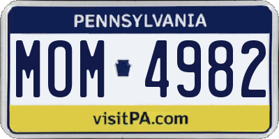 PA license plate MOM4982