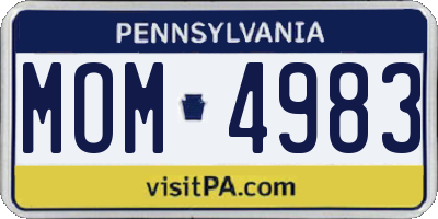 PA license plate MOM4983