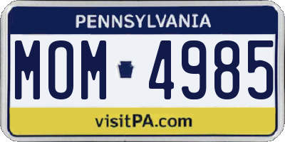 PA license plate MOM4985