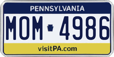 PA license plate MOM4986