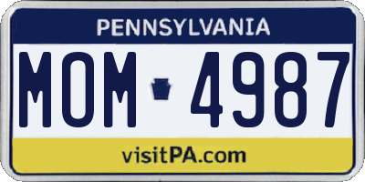 PA license plate MOM4987