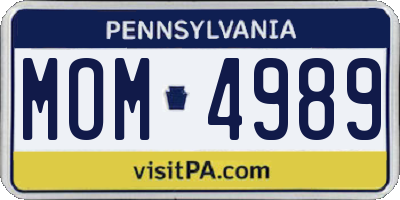 PA license plate MOM4989