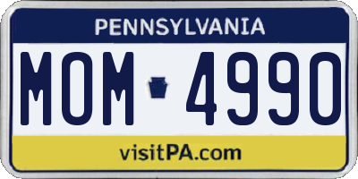 PA license plate MOM4990