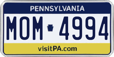PA license plate MOM4994