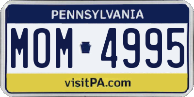 PA license plate MOM4995