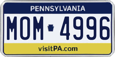PA license plate MOM4996