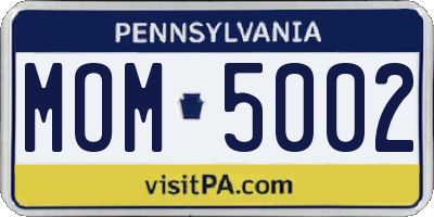 PA license plate MOM5002