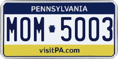 PA license plate MOM5003