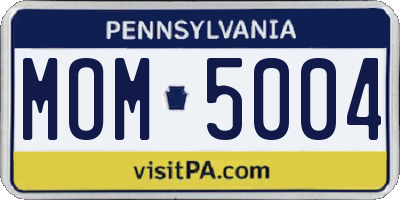 PA license plate MOM5004