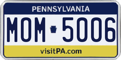 PA license plate MOM5006