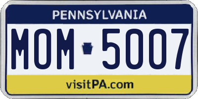 PA license plate MOM5007