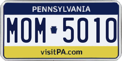 PA license plate MOM5010