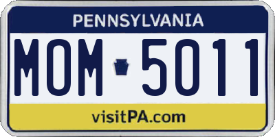 PA license plate MOM5011
