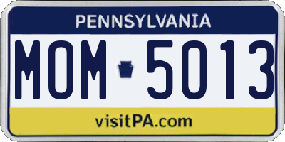 PA license plate MOM5013
