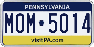 PA license plate MOM5014