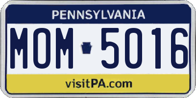 PA license plate MOM5016